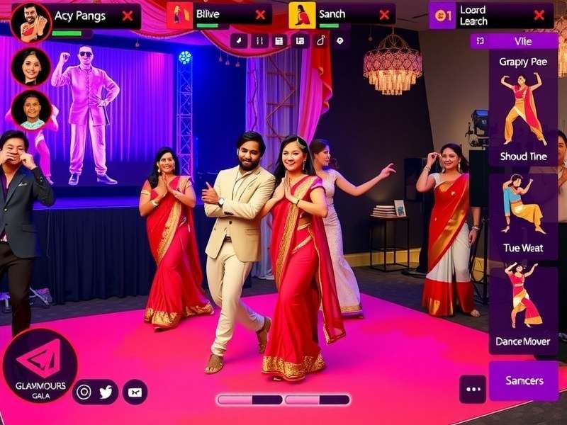 Glamorous Groove Gala community event with players dancing